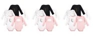 Hudson Baby Baby Girl Long Sleeve Bodysuits, 5 Pack